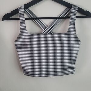 Nike Black and White Gingham Women's Active Top